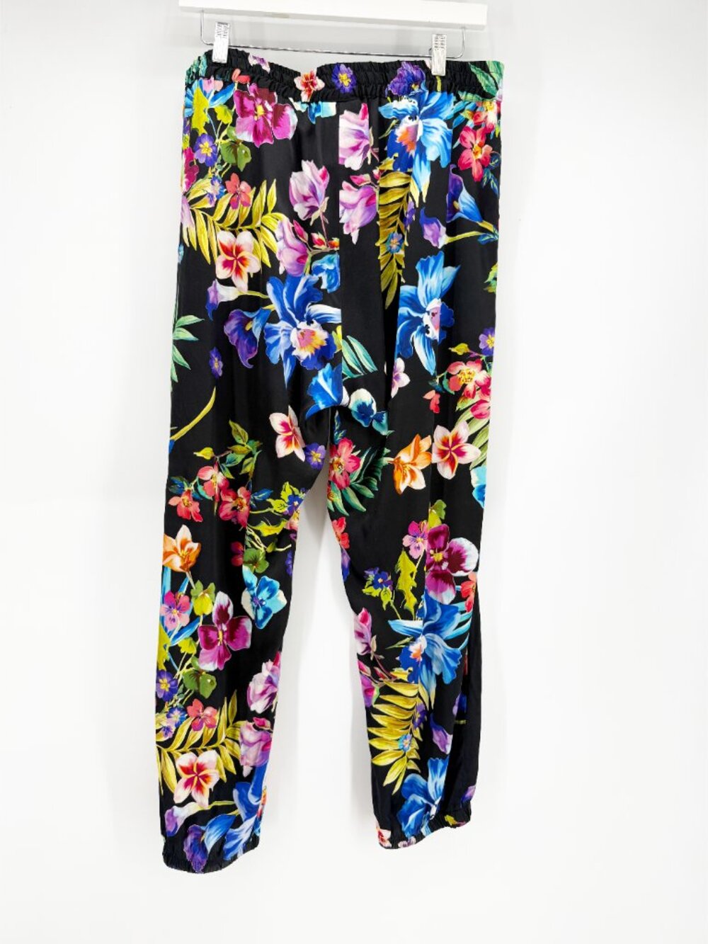Johnny Was Silk Aruba Genvieve Jogger Pants Black Floral Tropical L - Picture 6 of 11